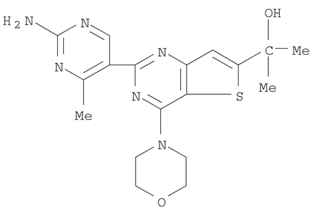 Thieno[3,2-d]pyrimidine-6-methanol, 2-(2-amino-4-methyl-5-pyrimidinyl)-α,α-dimethyl-4-(4-morpholinyl)-